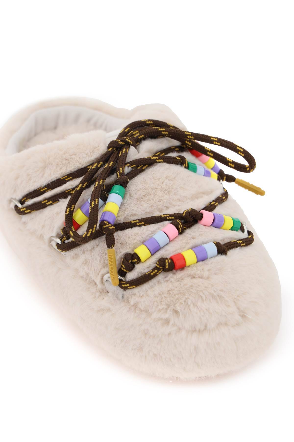 MOON BOOT faux fur mules with beads