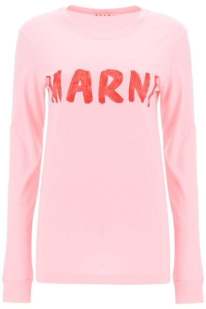 MARNI brushed logo long-sleeved t-shirt