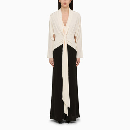 Victoria Beckham Vanilla/Black Silk Dress