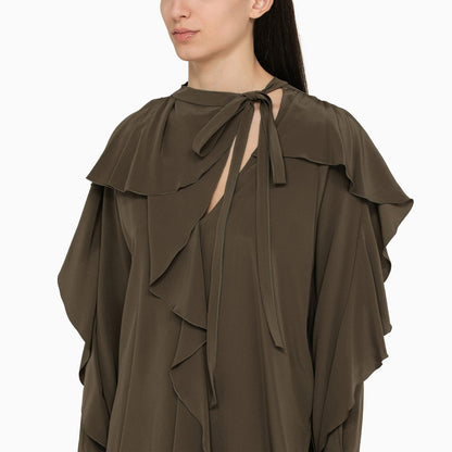 Victoria Beckham Dark Green Silk Blouse