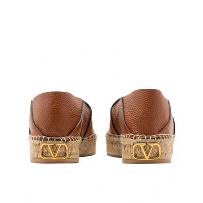 Valentino Garavani Valentino Garavani Logo Plaque Leather Espadrilles