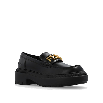 Fendi Logo Leather Loafers