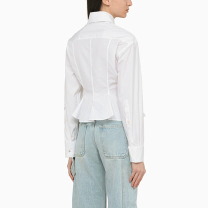 Stella Mc Cartney White Poplin Shirt With Ruffles