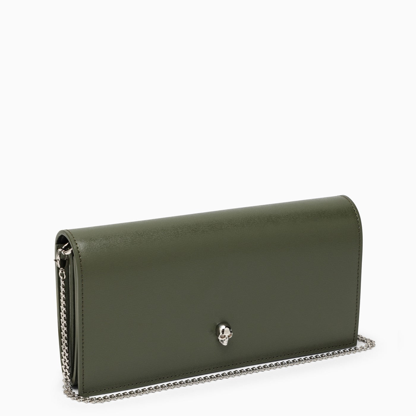 Alexander Mc Queen Khaki Chain Wallet In Leather