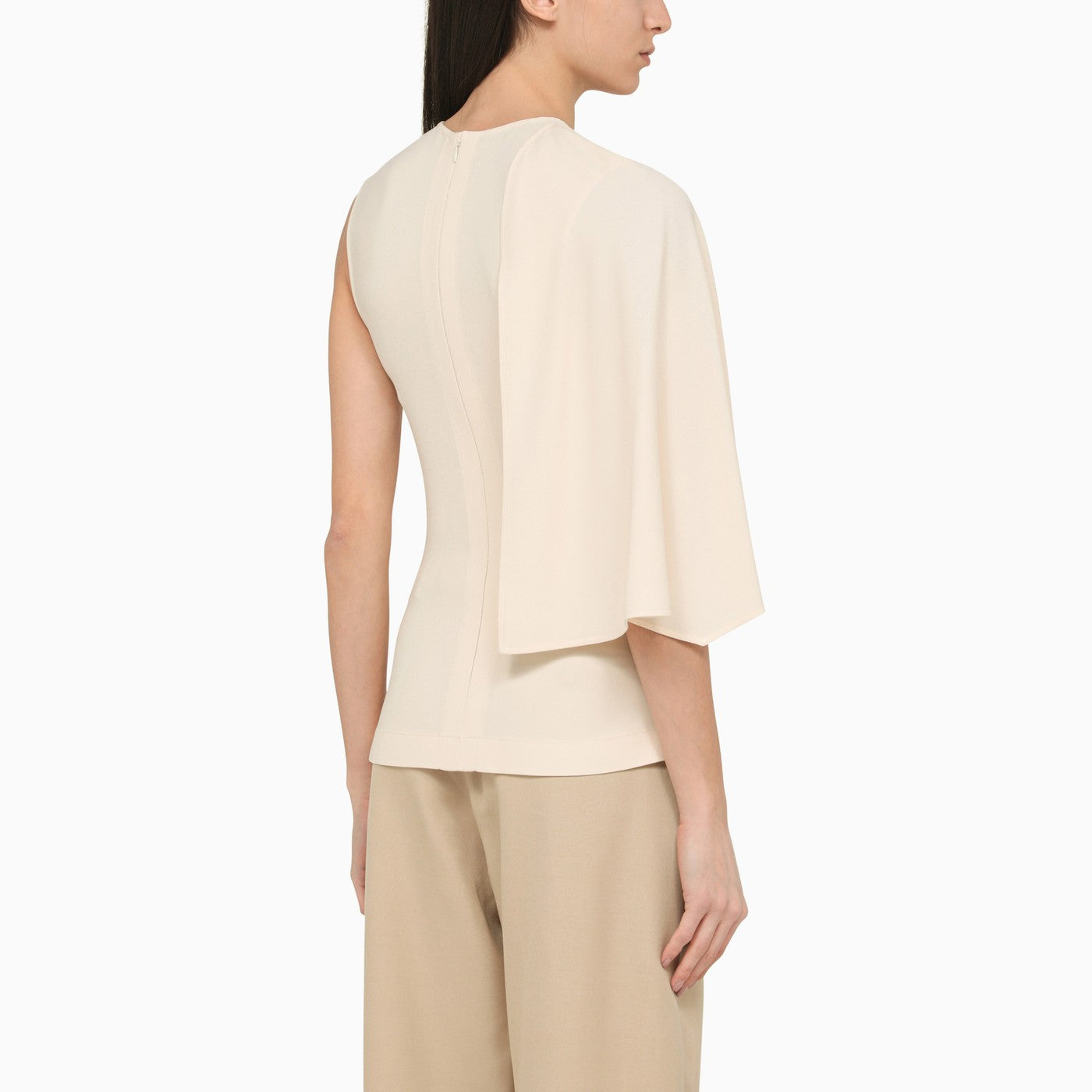 Stella Mc Cartney Chalk Coloured One Shoulder Viscose Sweater