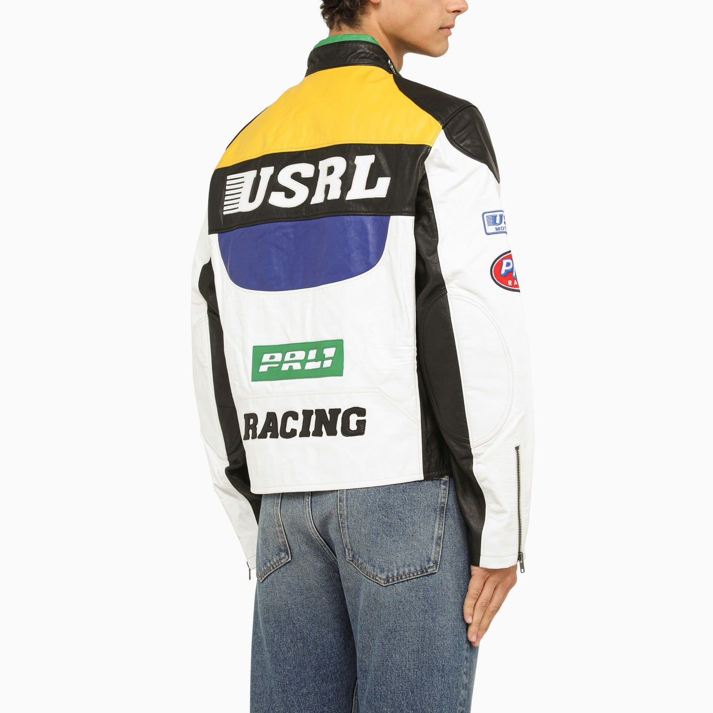 Polo Ralph Lauren Multicolour Leather Biker Jacket With Patches