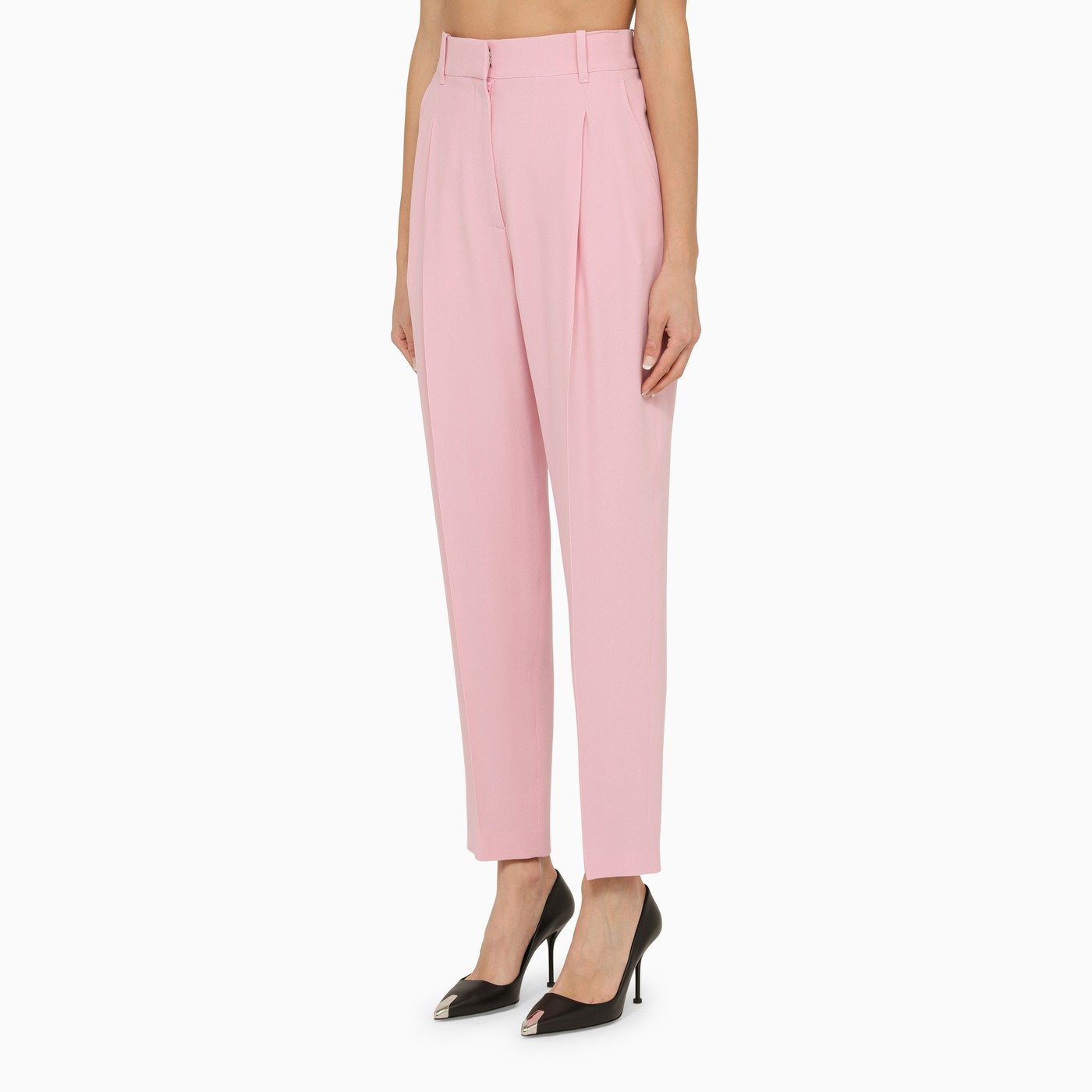 Alexander Mc Queen Pink Regular Trousers With Pleats