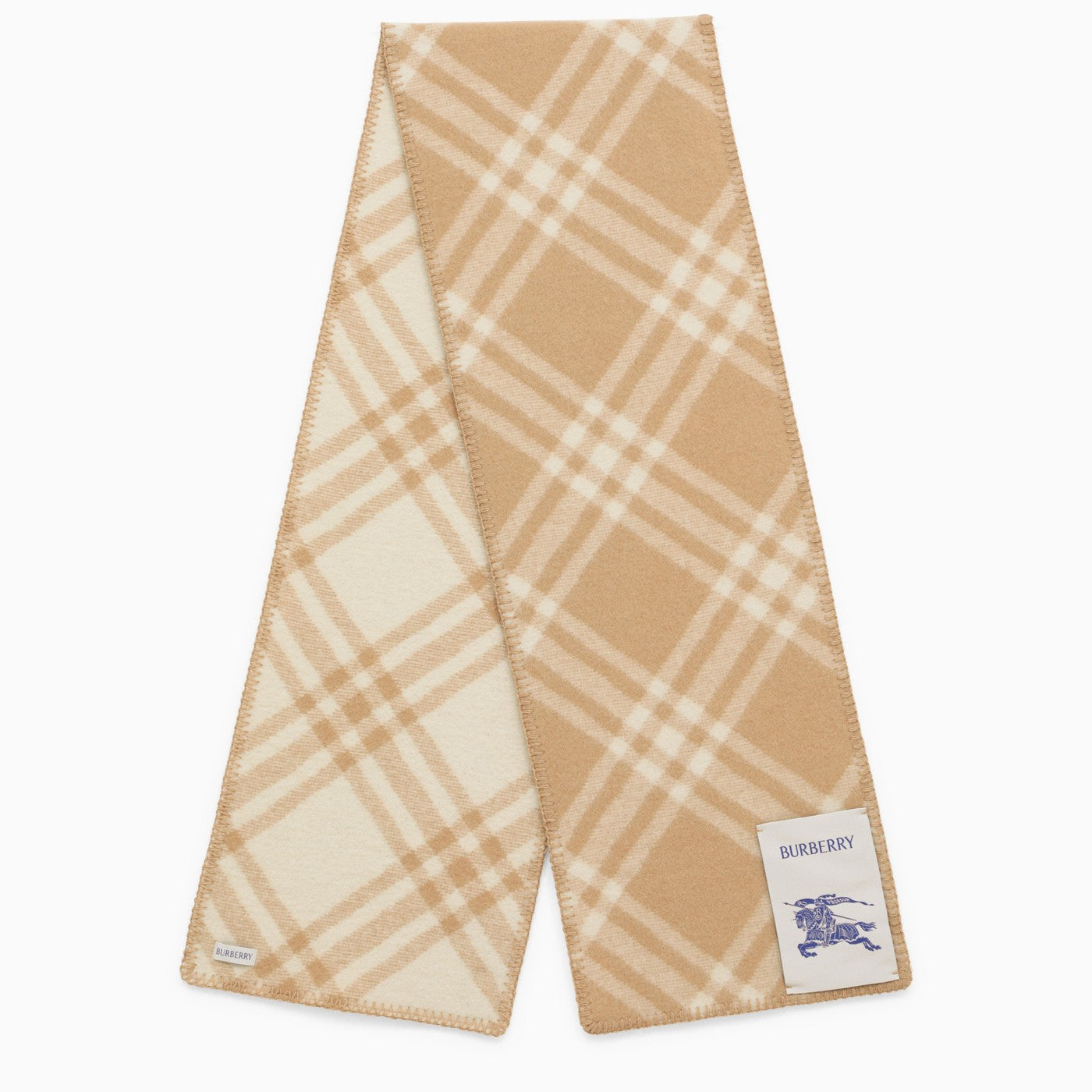 Burberry Archive Beige Wool Scarf With Vintage Check Pattern