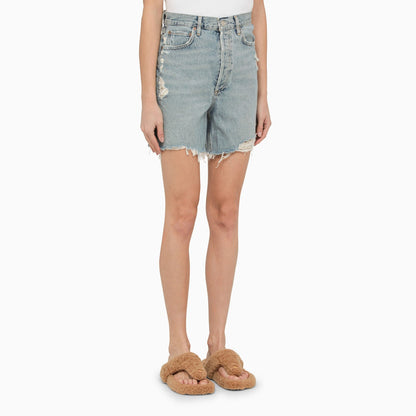 Agolde Light Blue Bermuda Shorts In Organic Cotton