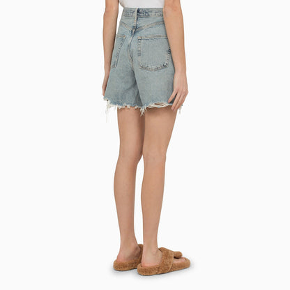 Agolde Light Blue Bermuda Shorts In Organic Cotton