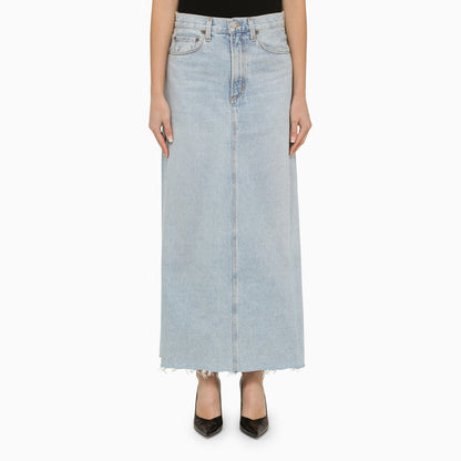 Agolde Blue Denim Long Skirt