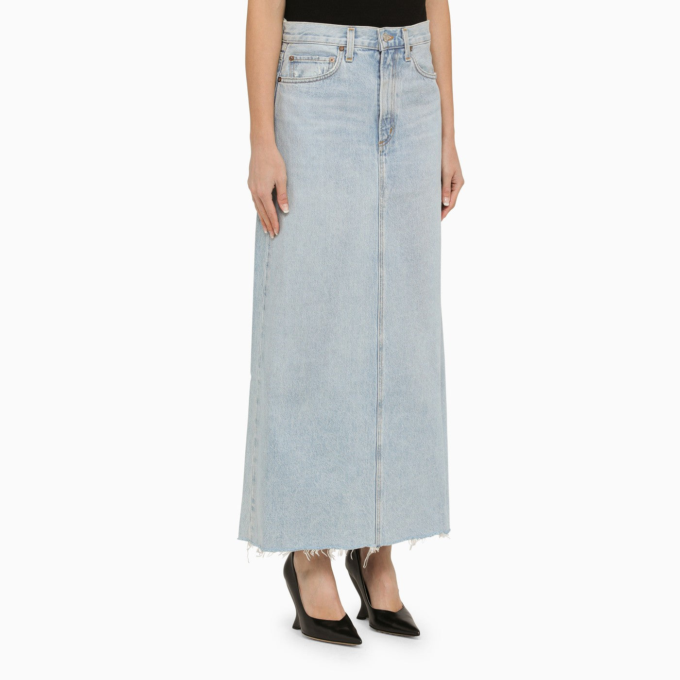 Agolde Blue Denim Long Skirt