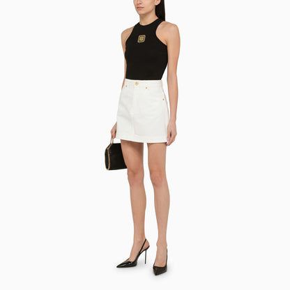 Balmain White Denim Miniskirt