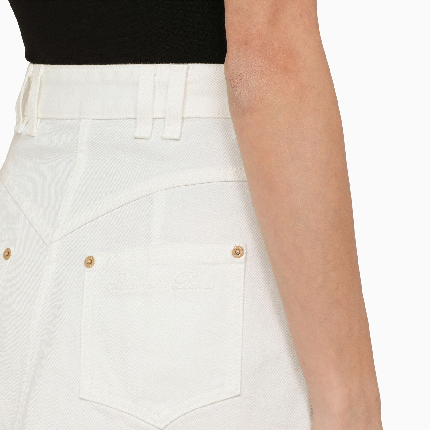 Balmain White Denim Miniskirt