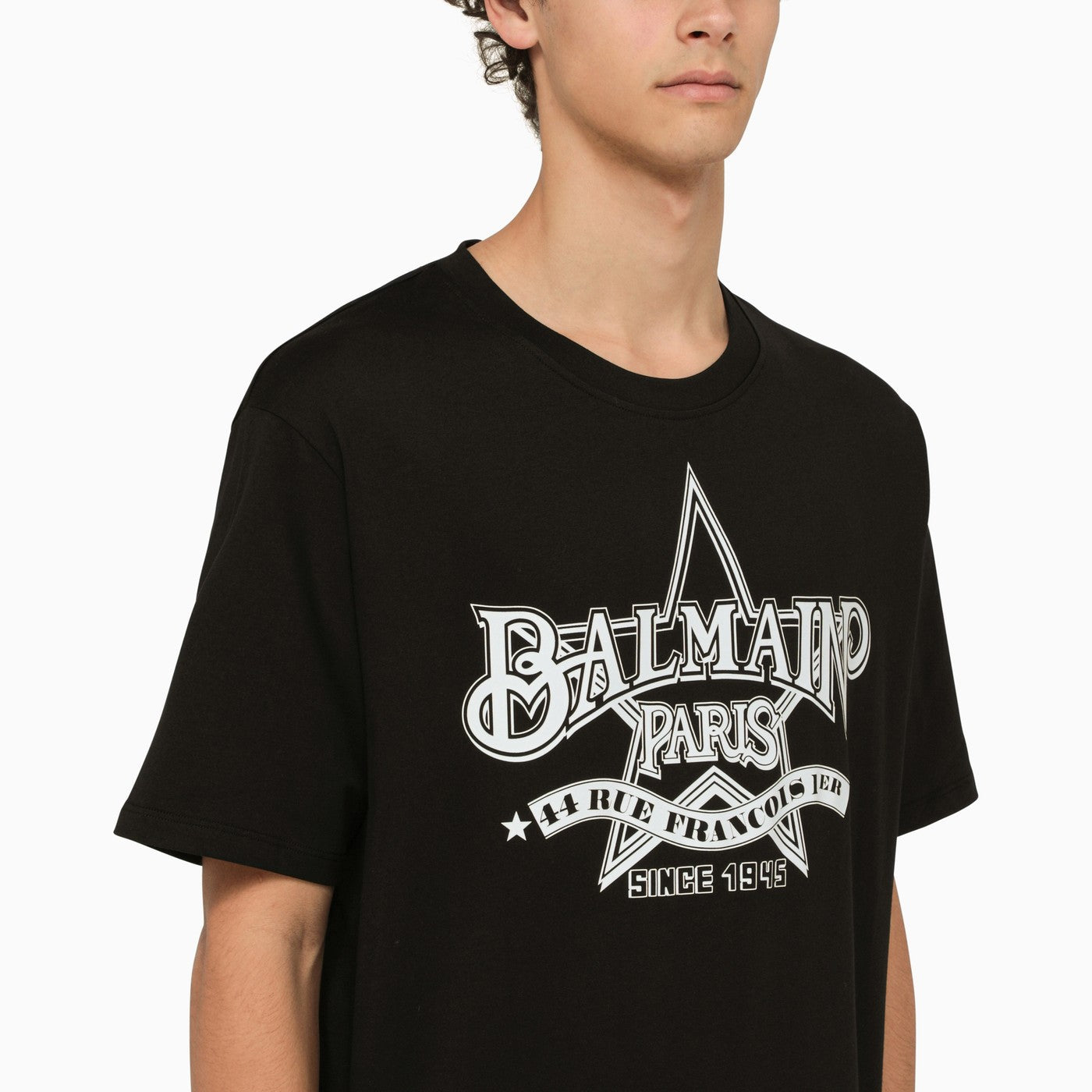 Balmain Black Crew Neck T Shirt With Logo