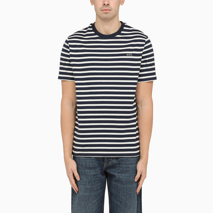 A.P.C. Striped T Shirt With Logo Inscription