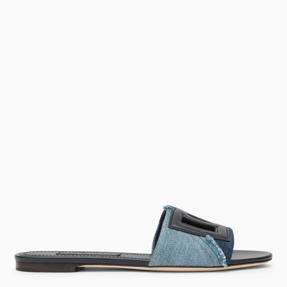 Dolce&Gabbana Blue Denim Slide With Logo