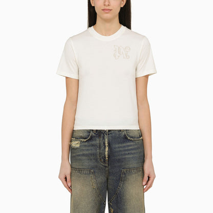 Palm Angels White Cotton T Shirt With Logo