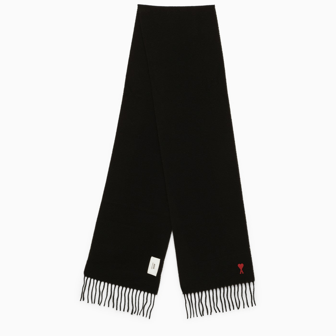 Ami Paris Black Virgin Wool Scarf Ami De Coeur