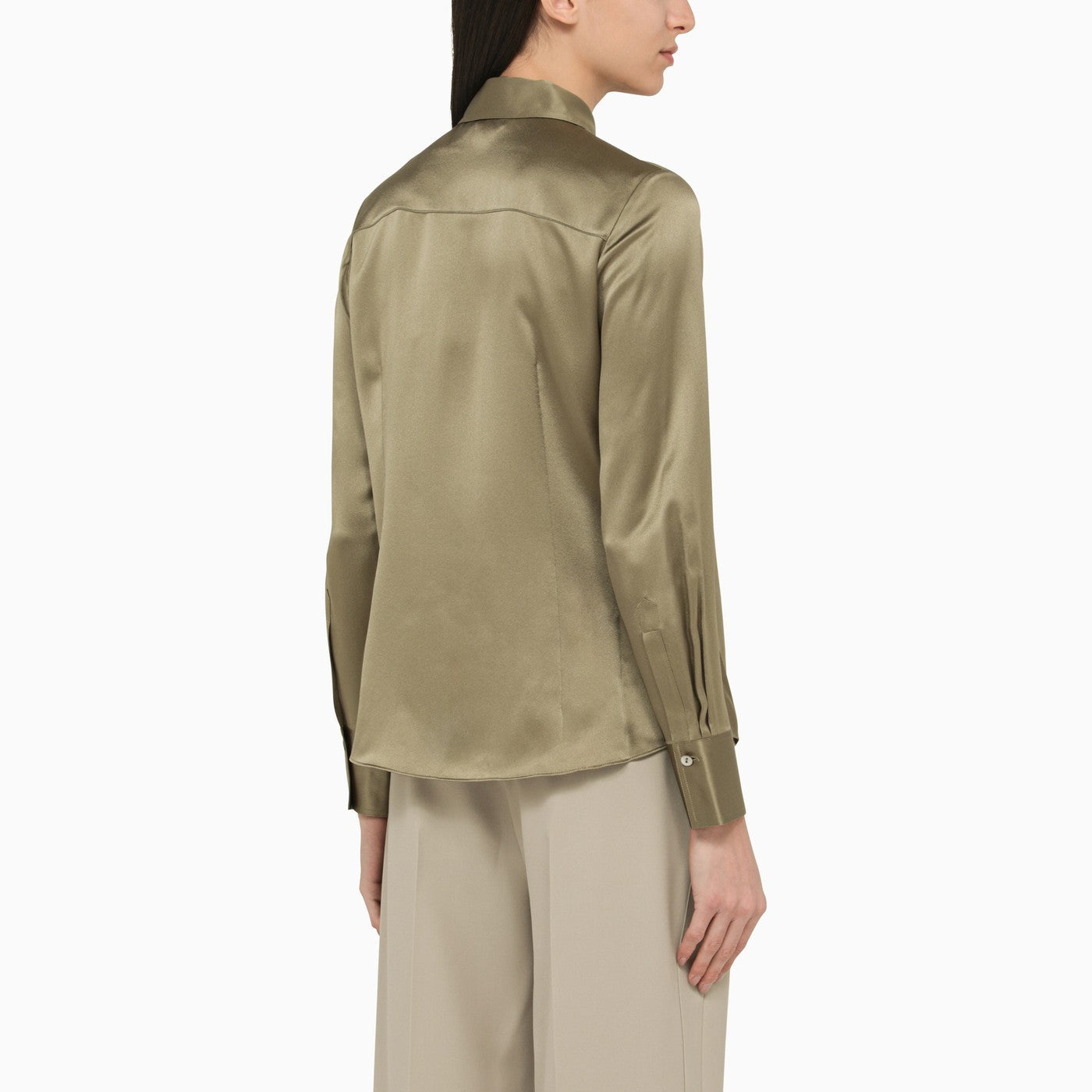 Vince Classic Green Silk Shirt