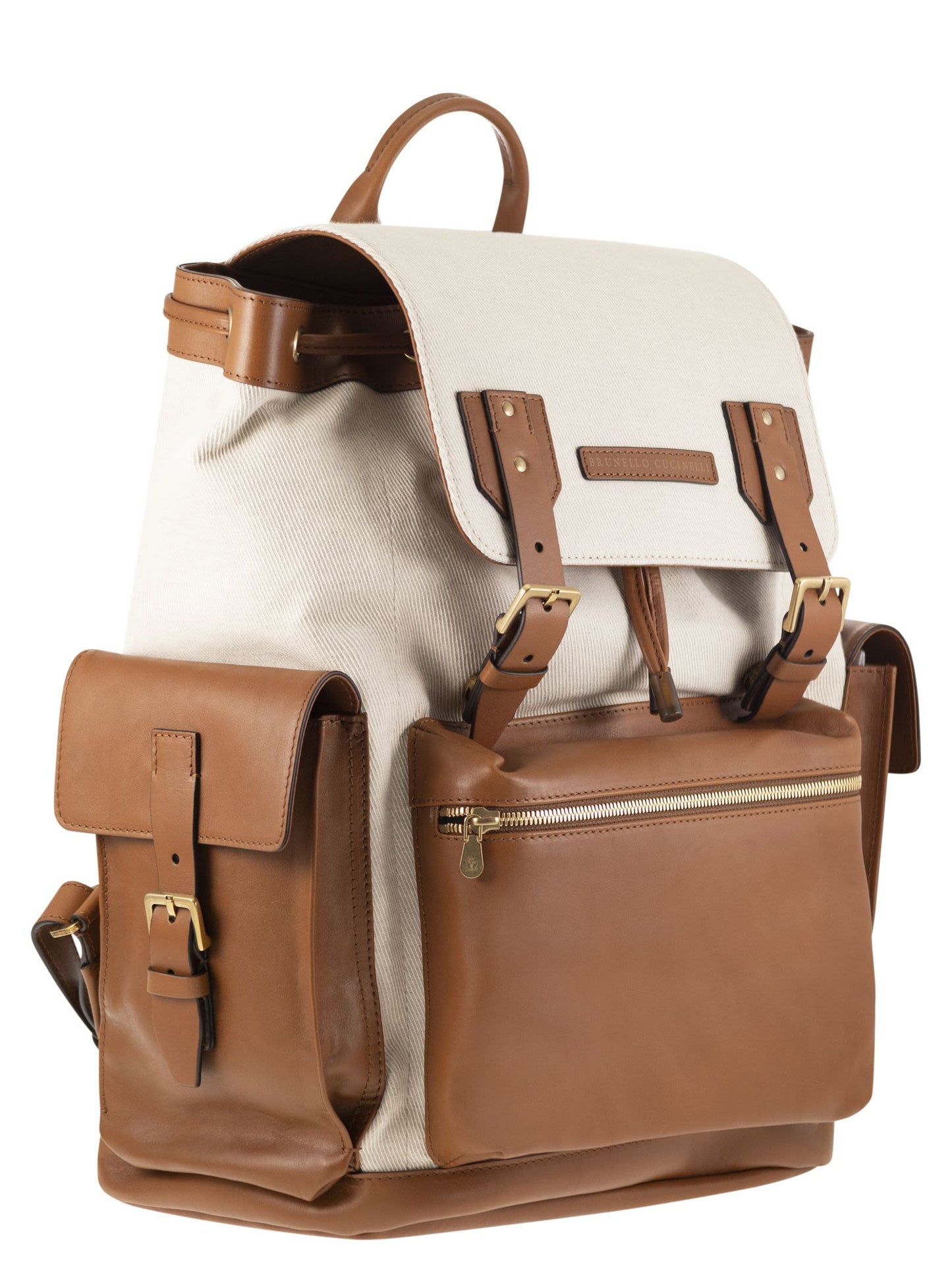 Brunello Cucinelli City Backpack In Leather And Fabric