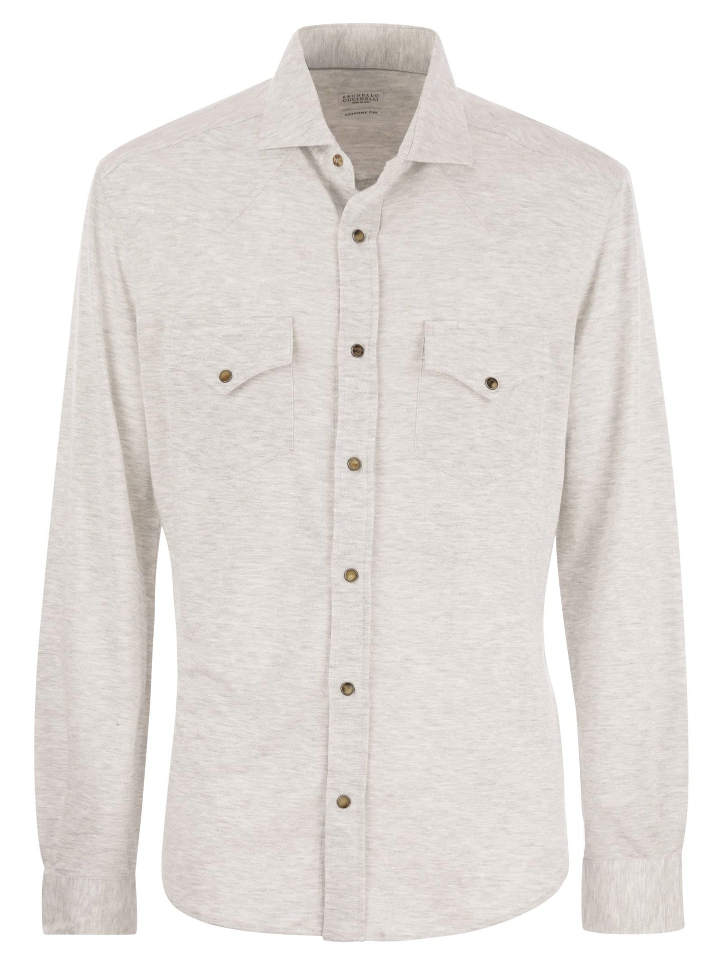 Brunello Cucinelli Linen And Cotton Blend Leisure Fit Shirt With Press Studs And Pockets