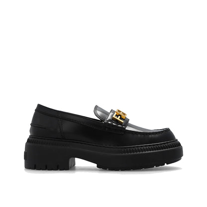 Fendi Logo Leather Loafers